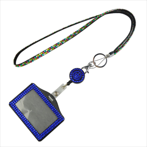 rhinestone lanyard badge ID holder